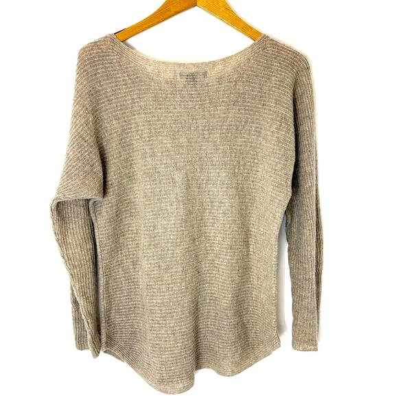Vince - Light Brown Cashmere Loose Knit Boat Neck Lightweight Sweater - M - Picture 6 of 10